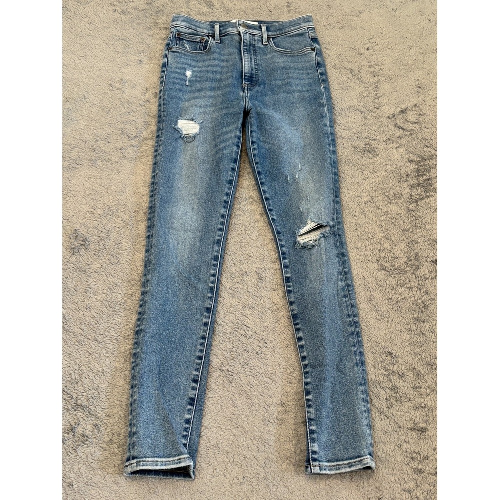 Aritzia Denim Forum Jeans Womens 27 Blue The Lola High Rise Skinny Distressed